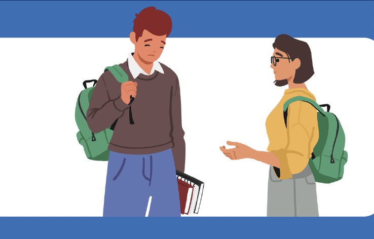 Two people interacting, one is upset, the other is trying to talk to them