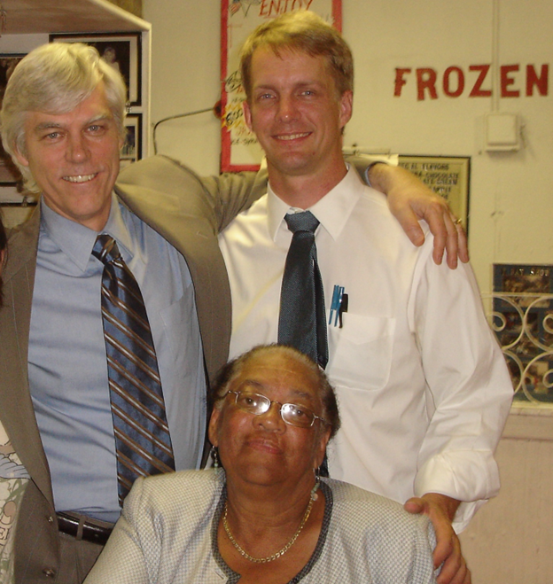 Dr. Wells in New Orleans in 2008 pictured with his student from New Orleans and one of his colleagues, the late Loretta Jones
