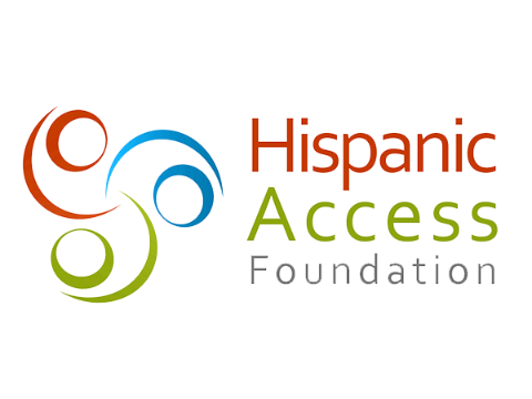 Hispanic Access Foundation logo with three abstract figures in orange, blue, and green and the organization’s name in orange, green, and gray text.