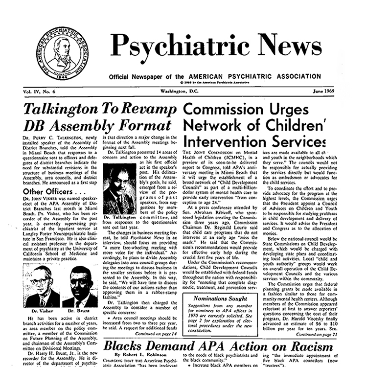 Psychiatric News Vol. IV, No. 6, June 1969 Cover