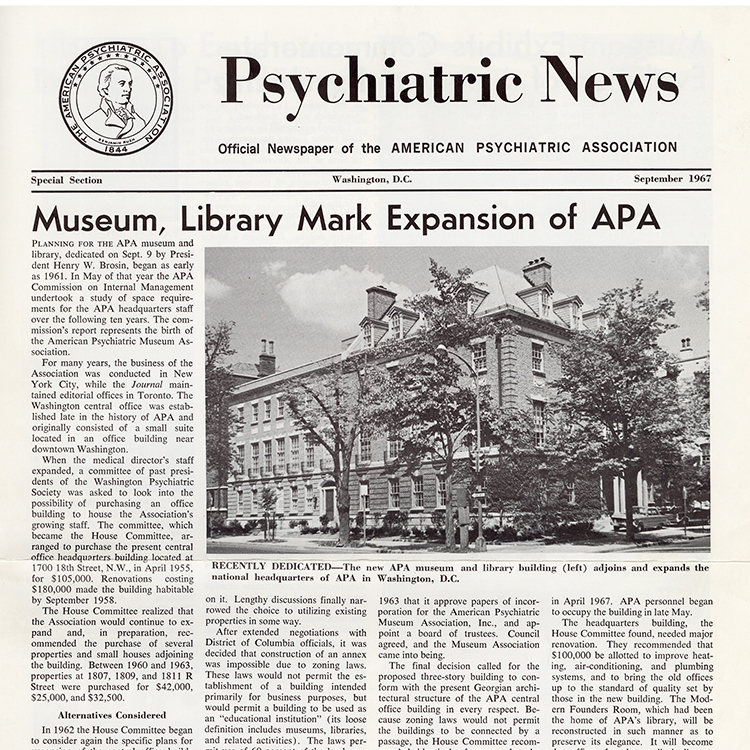 Psychiatric News Special Section, September 1967 Cover