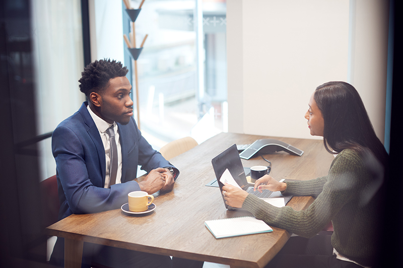 Business meeting with two people