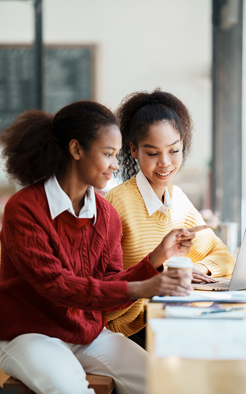 two students working