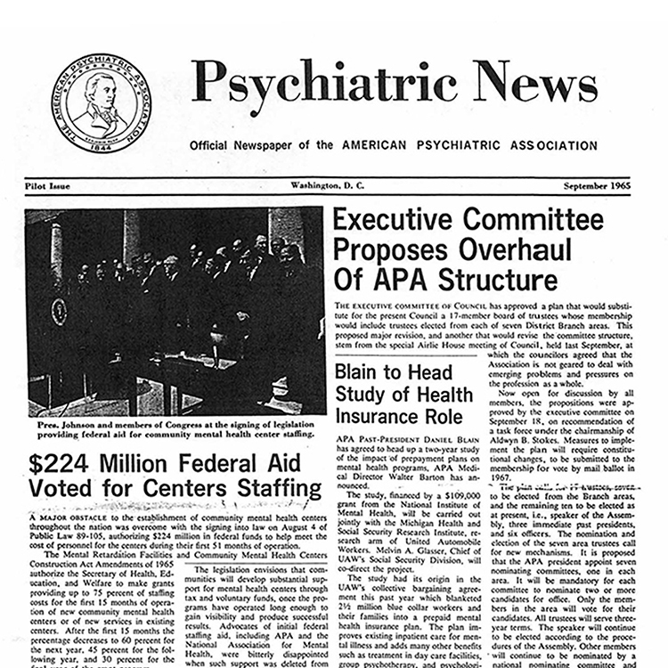 Psychiatric News Pilot Issue, September 1965 Cover