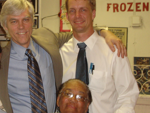 Dr. Wells in New Orleans in 2008 pictured with his student from New Orleans and one of his colleagues, the late Loretta Jones