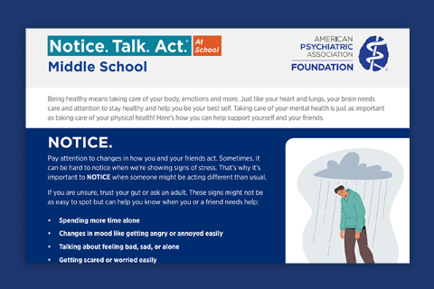 image of the NTA at School Middle School Resource 1-pager